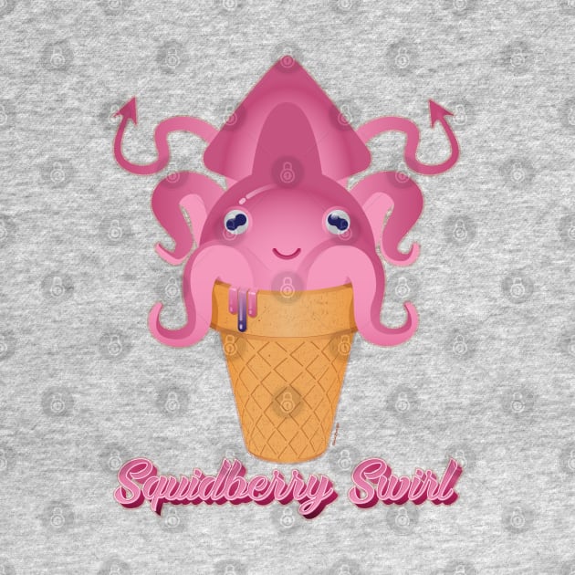 Squidberry Swirl Cute Squid Ice Cream Cone by DanielLiamGill